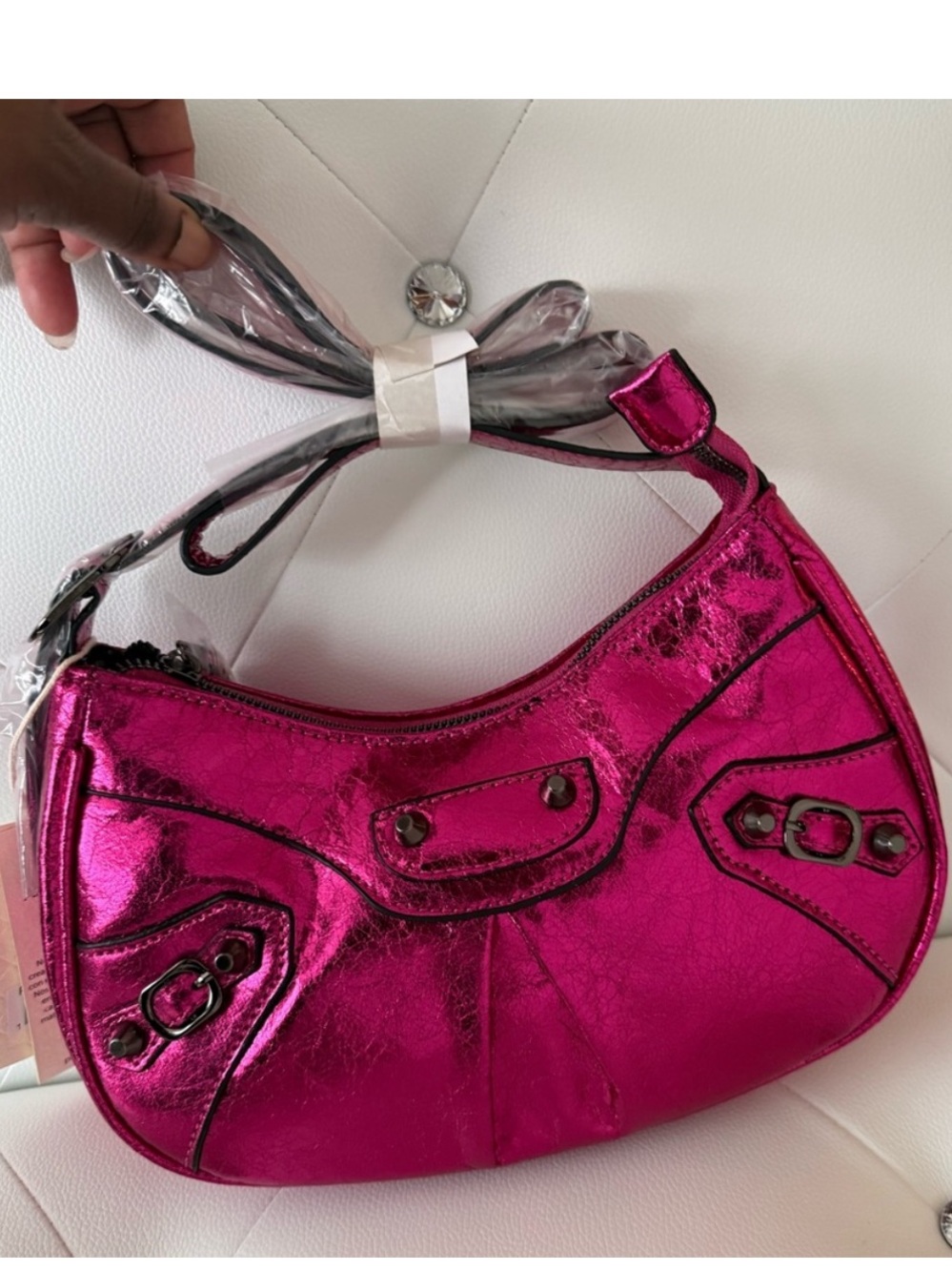 Y2K - Metallic Pink Crossbody Bag